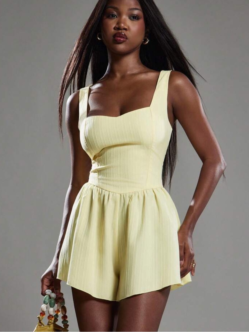 Sunny Yellow Square-Neck Romper